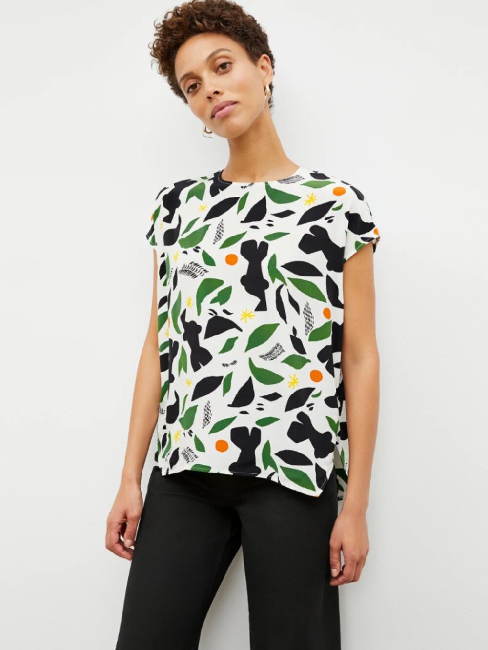 MM Lafleur Didion Washable Silk Top Icon Print NWOT Size Medium Graphic Novelty